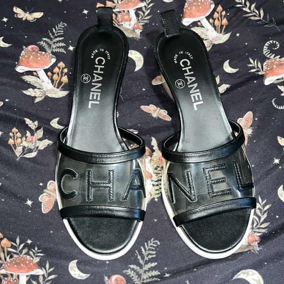 Chanel PVC CHANEL LOGO SS2019 slide slipper sandals size 36 6 AUTHENTIC - Picture 4 of 13